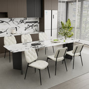 Hawsaiy Dining Chairs Set of 2, Mid Century Modern Upholstered PU Leather Kitchen Dining Room Accent Chairs with Metal Legs,Bentwood Cushion Seat for Living Room,Bedrooms