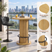 Hawsaiy Bar Table and Chairs Set for 2, 3-Piece Pub Table Set with 2 Adjustable Swivel Bar Stools, Counter Height Dining Table Set for Kitchen, Apartment, Home Bar, Small Space