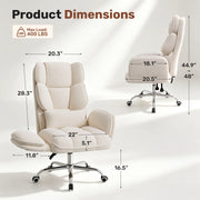 Hawsaiy Big and Tall Office Chair, Flip Armrests with Side Pockets, Comfy Criss Cross Office Chair with Extra-Wide Plush Seat, 150° Reclining Executive Office Chair, Chenille Upholstery