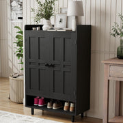 Hawsaiy Entrance Shoe Cabinet with Doors, 6-Tier Farmhouse Shoe Storage Organizer with Adjustable Shelves, Holds 18-24 Pairs, Entryway Shoe Rack Cabinet with Metal Legs