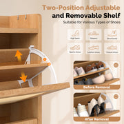 Hawsaiy Slim Entryway Shoe Storage Cabinet with 2/3 Flip Drawers, Narrow Freestanding Shoe Organizer Holds 16–20 Pairs, Space-Saving Wooden Shoe Rack for Hallway, Foyer