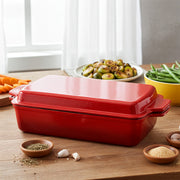Hawsaiy Rectangular Enamel Dutch Oven with Ergonomic Binaural Handles, Perfect for All Stovetops and Oven Cooking