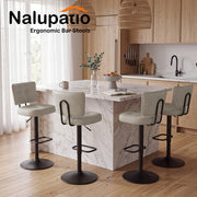 Hawsaiy Vintage Bar Stools Set of 2, Adjustable Swivel Counter Height Barstools, Tufted Faux Leather Kitchen Island Chairs with Footrest