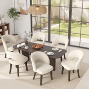 Hawsaiy Upholstered Dining Chairs Set of 2/4/6, Mid Century Modern Dining Chairs with Solid Wood Legs, Curved Back Kitchen Chairs, Farmhouse Side Chairs for Dining Room