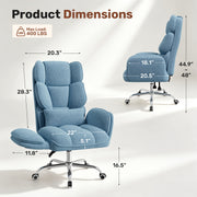 Hawsaiy Big and Tall Office Chair, Flip Armrests with Side Pockets, Comfy Criss Cross Office Chair with Extra-Wide Plush Seat, 150° Reclining Executive Office Chair, Chenille Upholstery