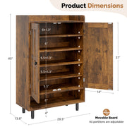 Hawsaiy Entrance Shoe Cabinet with Doors, 6-Tier Farmhouse Shoe Storage Organizer with Adjustable Shelves, Holds 18-24 Pairs, Entryway Shoe Rack Cabinet with Metal Legs