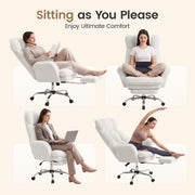 Hawsaiy Cross Legged Office Chair with Flip Armrests，Big and Tall Executive Office Chair, 135° Reclining Criss Cross Chair with Footrest & Lumbar Pillow