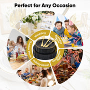 Hawsaiy 350PCS Gold Disposable Dinnerware Set for 50 Guests, Lace Design Plastic Plate Sets, Gold Silverware, Cups & Napkins – Party Supplies for Weddings, Birthdays, Holidays