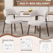 Hawsaiy Dining Chairs Set of 2/4/6, Mid Century Modern Boucle Upholstered Dining Chairs with Curved Backrest, Kitchen Dining Room Chairs with Black Metal Legs