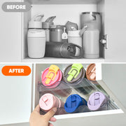 Kerilyn 4-Tier Acrylic Storage Rack for Kitchen & Pantry - Durable Multi-Layer Organizer for Water Bottles, Wine, and Beverages, Utility Hooks