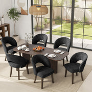 Hawsaiy Upholstered Dining Chairs Set of 2/4/6, Mid Century Modern Dining Chairs with Solid Wood Legs, Curved Back Kitchen Chairs, Farmhouse Side Chairs for Dining Room