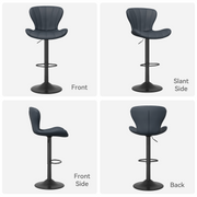 Nalupatio Modern Bar Stools Set of 2 Faux Leather Upholstered Swivel Barstools,Black