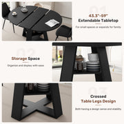 Hawsaiy Extendable Round to Oval Dining Table Set for 4–6, Space-Saving Wooden Table with Hidden Storage, Expandable Dining Table with Upholstered Chairs