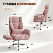 Hawsaiy Big and Tall Office Chair, Flip Armrests with Side Pockets, Comfy Criss Cross Office Chair with Extra-Wide Plush Seat, 150° Reclining Executive Office Chair, Chenille Upholstery