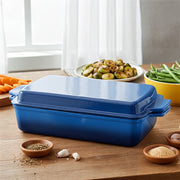 Hawsaiy Rectangular Enamel Dutch Oven with Ergonomic Binaural Handles, Perfect for All Stovetops and Oven Cooking