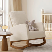 Nalupatio Rocking Chair Nursery, Reading Chair, Glider Accent Chair, Rocking Accent Chair with Wood Legs for Living Room, Bedroom Brown Coffee