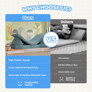 Hawsaiy Kids Sofas Modular 4PCS Sponge Armless Reclining Sofa with Removable Cover