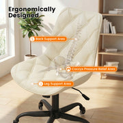 Hawsaiy Armless Office Chair with Rubber Wheels, PU Leather Desk Chair, Mid Back Adjustable Swivel Computer Chair, Small Space Vanity Task Chair