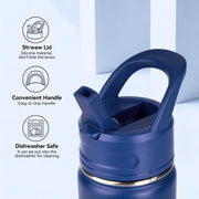 Hawsaiy 12oz Kids Water Bottle with Straw, Stainless Steel Insulated Toddler Water Bottle, Leak Proof BPA-Free Small Water Bottle for School Boys Girls