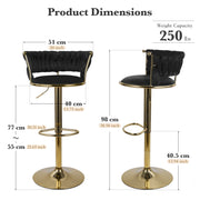 Hawsaiy Modern Velvet Bar Stool Set of 2/4 with Woven Back and Footrest for Kitchen, Bar, and Dining Spaces
