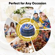 Hawsaiy 350PCS Gold Disposable Dinnerware Set for 50 Guests, Lace Design Plastic Plate Sets, Gold Silverware, Cups & Napkins – Party Supplies for Weddings, Birthdays, Holidays