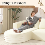 Luxanimarion Modular Sectional Sofa with L-Shape Chaise,Cloud Sectional Modern Sleeper Couch with Deep Seat,Sponge Compression Sofas No Assembly Required (Beige-Corduroy Fabric)