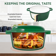 Kerilyn 2-in-1 Heavy-Duty Cast Iron Dutch Oven Pot - Kitchen & Dining Essential for Bread Baking, Cooking, Stewing - Nonstick, Oven Safe Up to 500°F, Dual Handles, Works on All Stovetops, Easy Cleaning, Durable Construction enamel cast iron Enamel