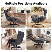 Hawsaiy Big and Tall Office Chair with Footrest, Ergonomic Executive Desk Chair with Flip-Up Arms, Reclining High Back Computer Chair with Headrest & Side Pockets