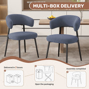 Hawsaiy Dining Chairs Set of 2/4/6, Mid Century Modern Boucle Upholstered Dining Chairs with Curved Backrest, Kitchen Dining Room Chairs with Black Metal Legs