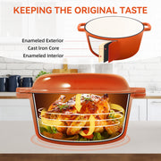 Kerilyn 2-in-1 Heavy-Duty Cast Iron Dutch Oven Pot - Kitchen & Dining Essential for Bread Baking, Cooking, Stewing - Nonstick, Oven Safe Up to 500°F, Dual Handles, Works on All Stovetops, Easy Cleaning, Durable Construction enamel cast iron Enamel