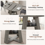 Hawsaiy Extendable Round to Oval Dining Table Set for 4–6, Space-Saving Wooden Table with Hidden Storage, Expandable Dining Table with Upholstered Chairs
