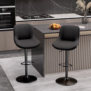 Nalupatio Bar Stools Set of 2 Adjustable Height Swivel Bar Stools with Backs Performance Fabric Seat Barstools for Home Kitchen Island Smoky Grey