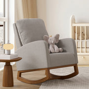 Nalupatio Rocking Chair Nursery, Reading Chair, Glider Accent Chair, Rocking Accent Chair with Wood Legs for Living Room, Bedroom Brown Coffee