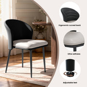 Hawsaiy Faux Leather Dining Chairs Set of 2/4/6, Modern Curved Back Upholstered Kitchen Side Chairs with Metal Legs