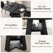 Hawsaiy Extendable Round to Oval Dining Table Set for 4–6, Space-Saving Wooden Table with Hidden Storage, Expandable Dining Table with Upholstered Chairs