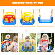 Hawsaiy 3-in-1 Baby Swing Set,Secure & Anti-Flip Toddler Swing with Hanging Straps & Hooks, Detachable Seat for Indoor/Outdoor Play