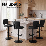 Hawsaiy Vintage Bar Stools Set of 2, Adjustable Swivel Counter Height Barstools, Tufted Faux Leather Kitchen Island Chairs with Footrest