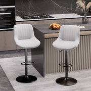 Nalupatio Bar Stools Set of 2 Adjustable Height Swivel Bar Stools with Backs Performance Fabric Seat Barstools for Home Kitchen Island Smoky Grey
