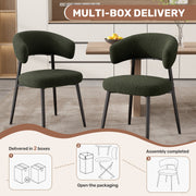 Hawsaiy Dining Chairs Set of 2/4/6, Mid Century Modern Boucle Upholstered Dining Chairs with Curved Backrest, Kitchen Dining Room Chairs with Black Metal Legs