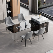 Hawsaiy Modern Dining Side Chairs, Set of 2/4/6 Gray Faux Leather Upholstered Chairs