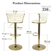Hawsaiy Modern Velvet Bar Stool Set of 2/4 with Woven Back and Footrest for Kitchen, Bar, and Dining Spaces