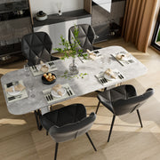 Nalupatio Modern Dining Chairs Set of 2, PU Leather Dining Room Chairs with Waterproof Surface and Metal Legs for Kitchen Restaurant and Living Room, Dark Blue