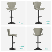 Hawsaiy Adjustable Upholstered Bar Stools Set of 2/4,Modern Counter Height Swivel Bar Chairs with High Backrest, Faux Leather Padded Seat for Kitchen Island