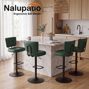 Hawsaiy Vintage Bar Stools Set of 2, Adjustable Swivel Counter Height Barstools, Tufted Faux Leather Kitchen Island Chairs with Footrest