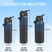 Hawsaiy 24oz Stainless Steel Water Bottles, Double Wall with Straw Lid, BPA-Free, Leakproof, for Travel & School, Multicolor