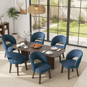 Hawsaiy Upholstered Dining Chairs Set of 2/4/6, Mid Century Modern Dining Chairs with Solid Wood Legs, Curved Back Kitchen Chairs, Farmhouse Side Chairs for Dining Room