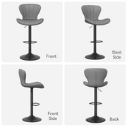 Nalupatio Modern Bar Stools Set of 2 Faux Leather Upholstered Swivel Barstools,Black