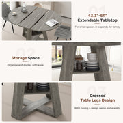 Hawsaiy Extendable Round to Oval Dining Table Set for 4–6, Space-Saving Wooden Table with Hidden Storage, Expandable Dining Table with Upholstered Chairs