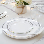 Kerilyn 350 Pieces Gold Disposable Plates for 50 Guests, Disposable Plastic Plates for Party, Wedding, Dinnerware Set of 50 Dinner Plates, 50 Salad Plates,50 Cups and 50 Paper Napkins, Gold