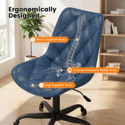 Hawsaiy Armless Office Chair with Rubber Wheels, PU Leather Desk Chair, Mid Back Adjustable Swivel Computer Chair, Small Space Vanity Task Chair